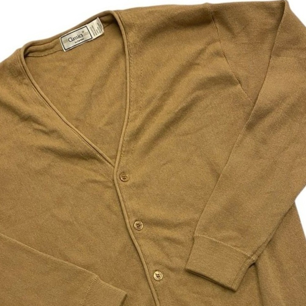 Classics Palmland Large Cardigan Sweater Mens Tan‎ V-Neck Button Acrylic Knit